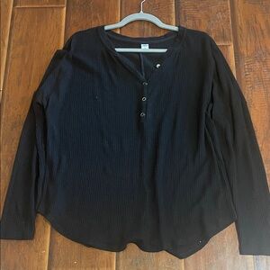 Old Navy Black Long Sleeve Henley Top